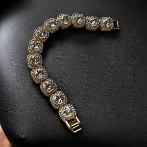 GOLD & DIAMOND CRYSTALS PRINCESS BRACELET in 7” Length